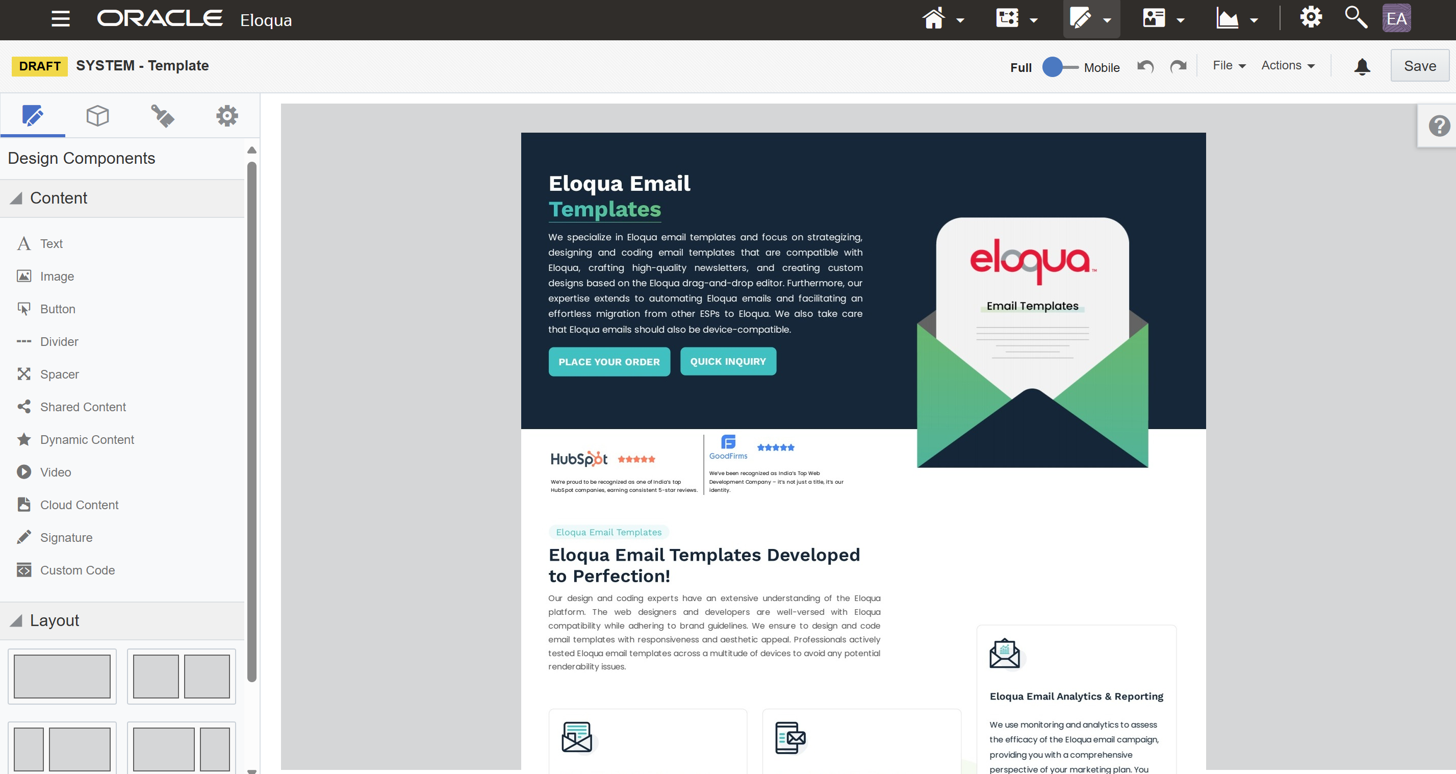 Eloqua Implementation - Sprint 4